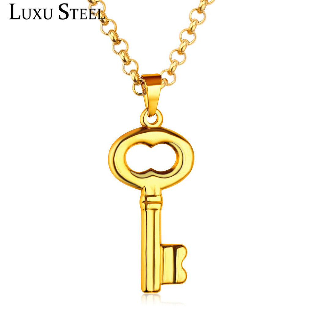 LUXUSTEEL Key Chain Necklace Gold Color