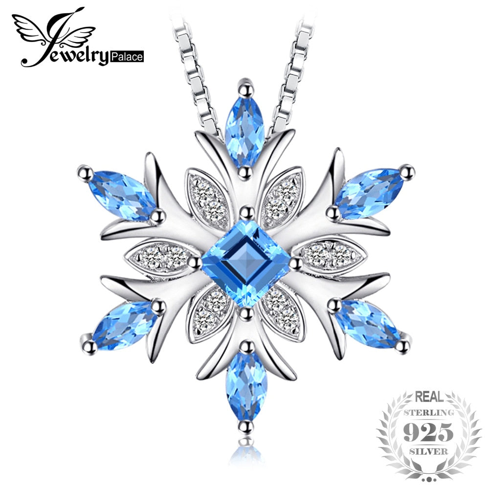 JewelryPalace Snowflake Natural Blue Sterling Silver