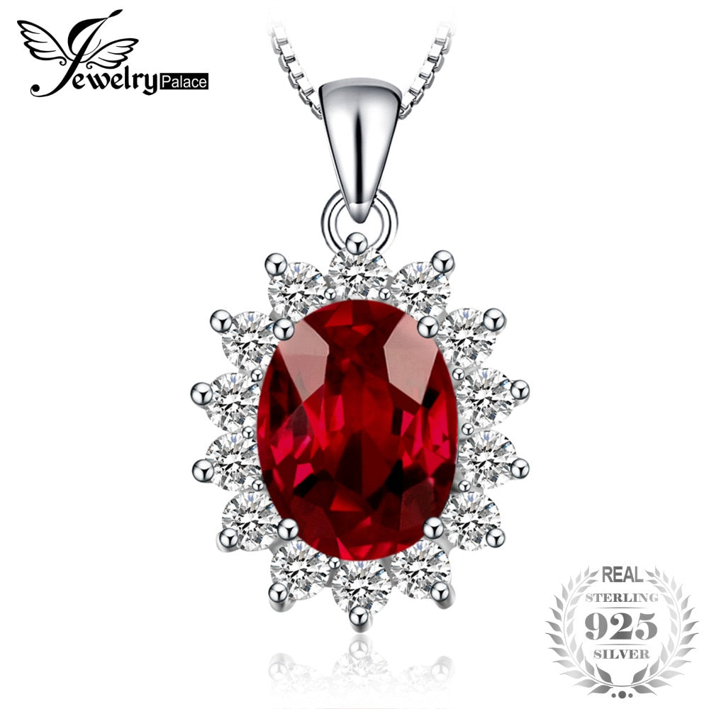 JewelryPalace 3ct Oval Princess Kate Diana Natural Red Garnet Sterling Silver