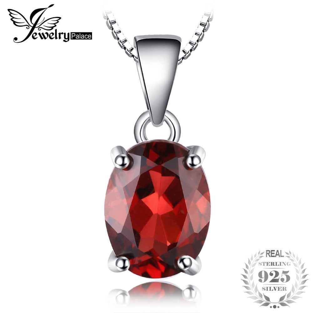 JewelryPalac Oval 2.5ct Natural Red Garnet Birthstone Sterling Silver