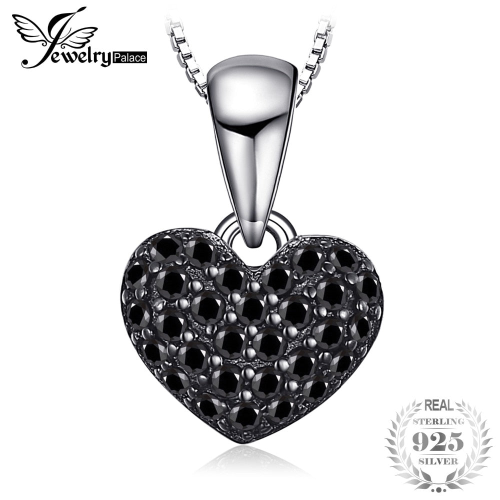 JewelryPalace Fashion 0.28ct Natural Black Spinel Love Heart Sterling Silver