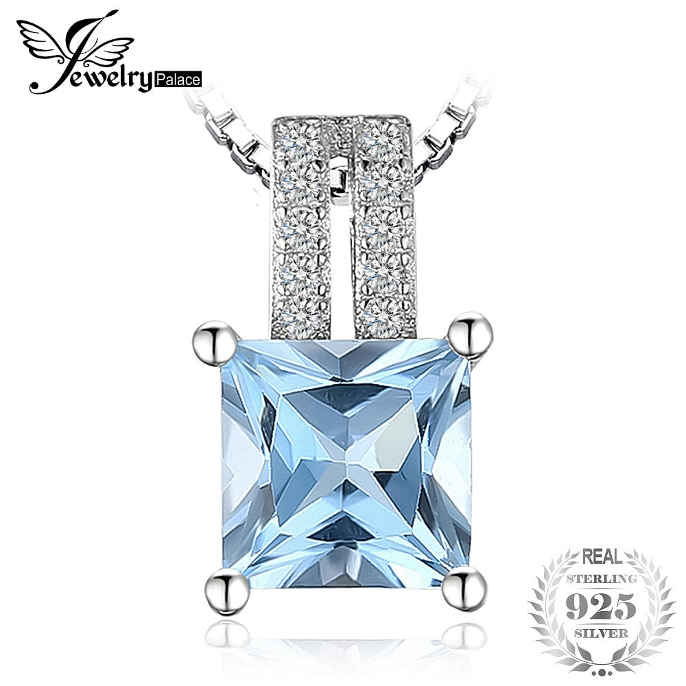 JewelryPalace 1.3ct  Princess-cut Sky Blue Topaz Sterling Silver