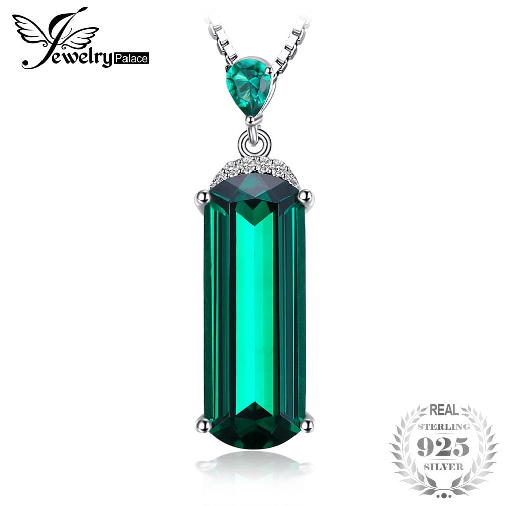 JewelryPalace Fancy Cut 4.4ct Created Green Emerald Solid Sterling Silver