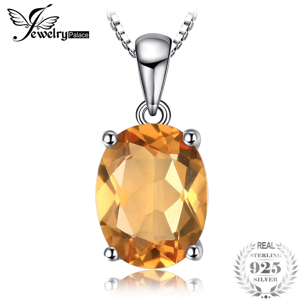 JewelryPalace Oval 1.7ct Natural Citrine Birthstone Solitaire Sterling Silver