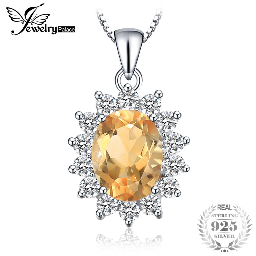 JewelryPalace 2.3ct Princess Kate Diana Natural Citrine Sterling Silver