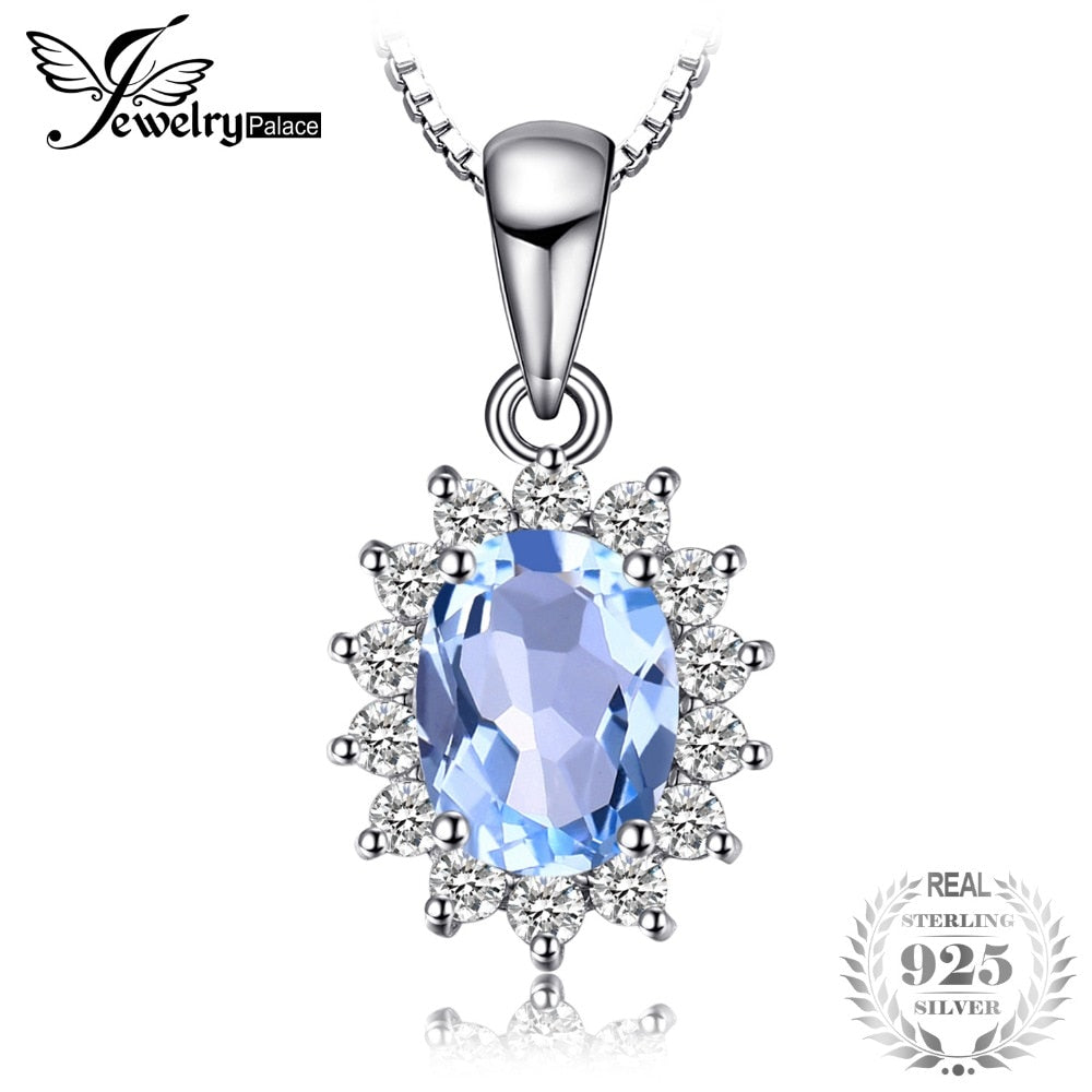 JewelryPalace Princess Diana 2.9ct Natural Blue Topaz Sterling Silver