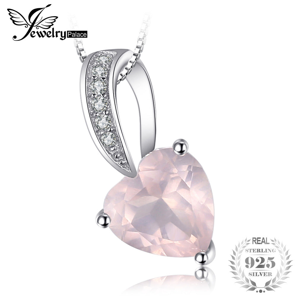 JewelryPalace Love Heart 1ct Natural Pink Quartz Sterling Silver