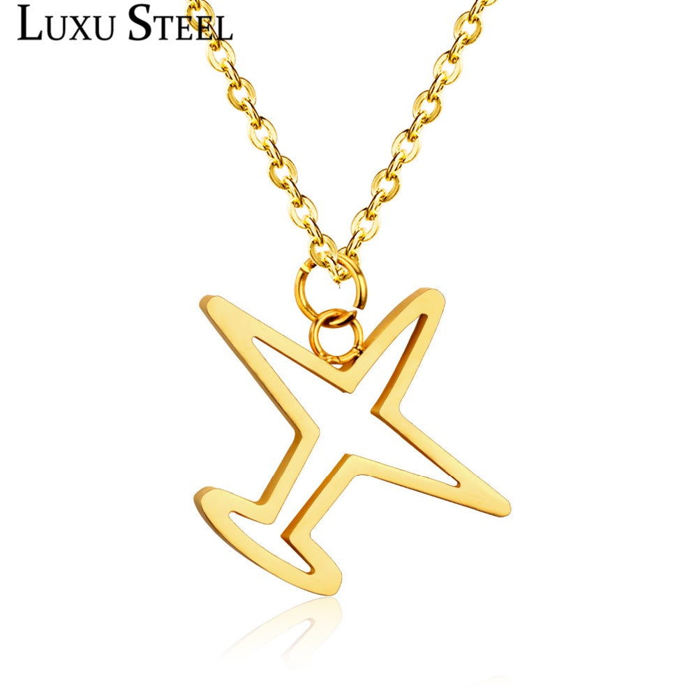 LUXUSTEEL Stainless Steel Gold/Silver Color Airplane
