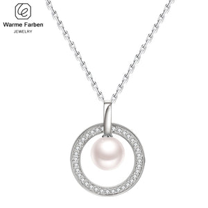 Warme Farben Sterling Silver Necklace Circles Inlaid Zircon Pearl
