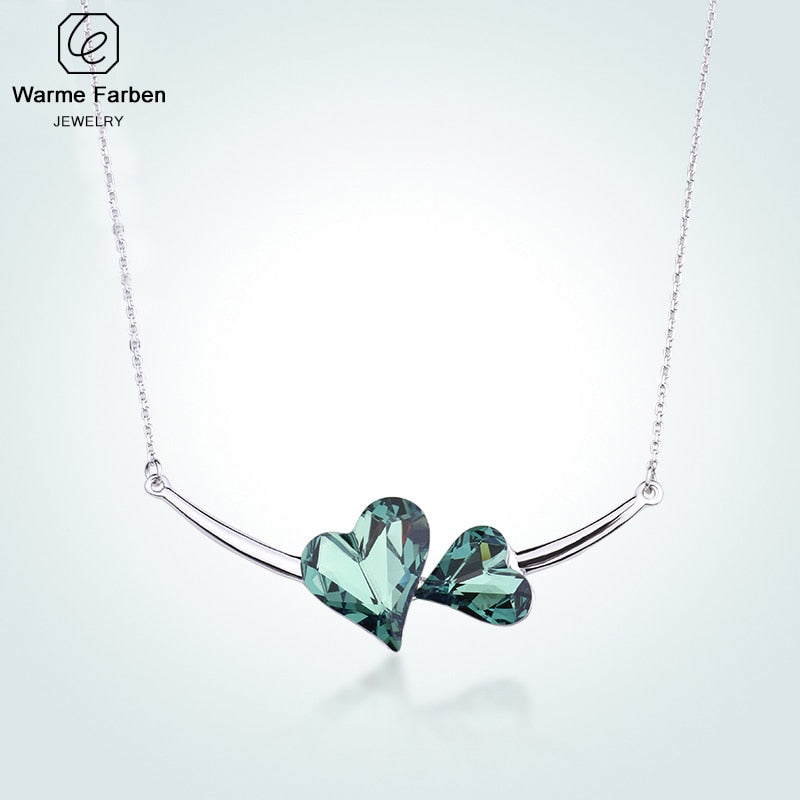 Warme Farben Necklace Crystal from Swarovski Double Heart