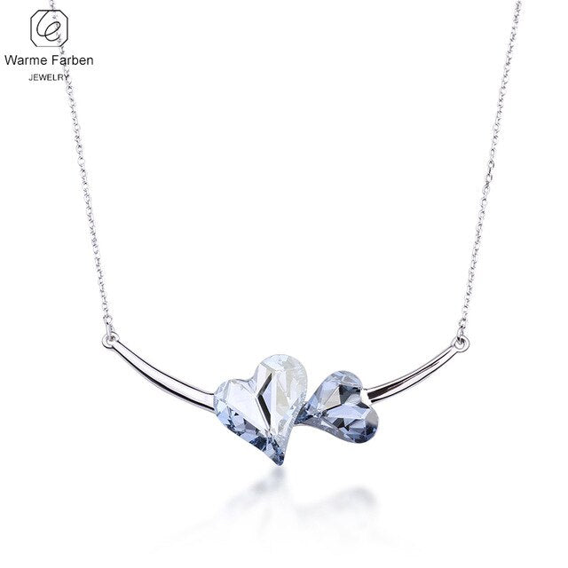 Warme Farben Necklace Crystal from Swarovski Double Heart