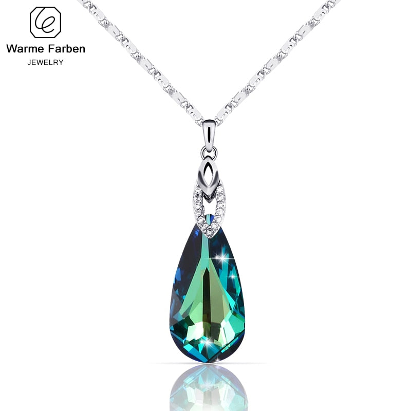 Warme Farben Crystal from Swarovski Necklace Water Drop Shaped