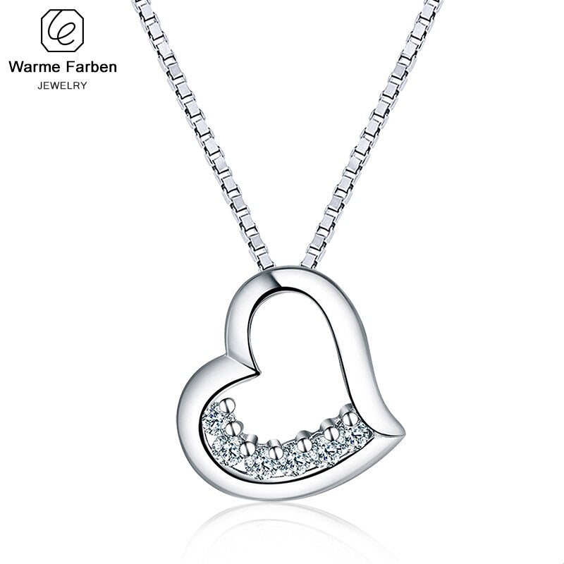 Warme Farben Necklace Heart Charm Cubic Zirconia Necklace Sterling