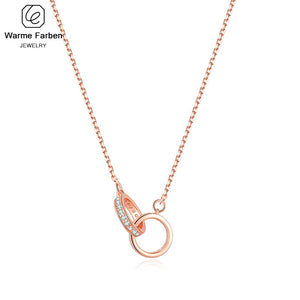 Warme Farben Necklace Sterling Sliver Rose Gold Color Chain Double Circle