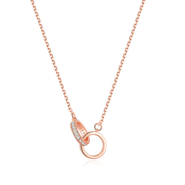 Warme Farben Necklace Sterling Sliver Rose Gold Color Chain Double Circle