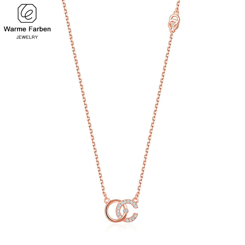 Warme Farben Necklace Sterling Silver Rose Gold Double C Letter