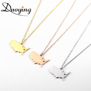 Duoying Necklace for Women Custom Country Map Stainless Steel