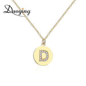 Duoying Full Zircon Initial Letters Necklace