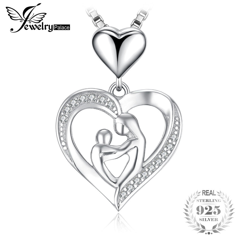 JewelryPalace Mother Love Heart Cubic Zirconia Sterling Silver