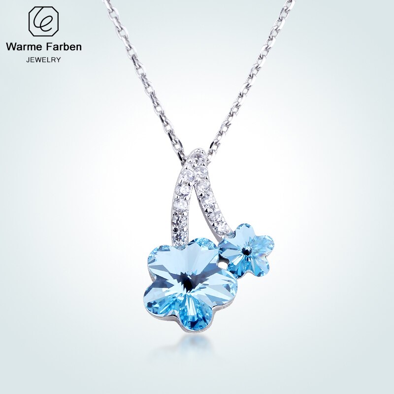 Warme Farben Crystal Necklace Inliad Zircon Blue Crystal Plum Flower Shape