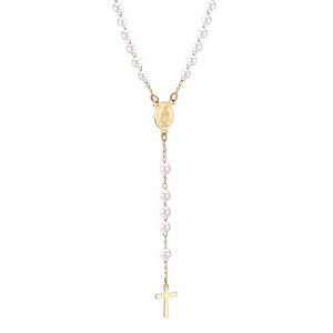 LUXUSTEEL Catholic Rosary Beads Cross Necklace Stainless Steel