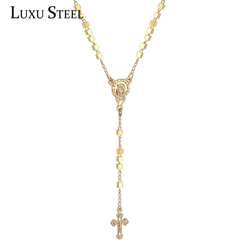 LUXUSTEEL Cross Necklace Stainless Steel Gold Color