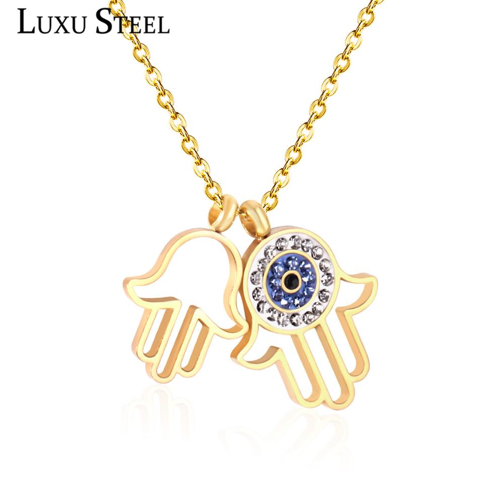 LUXUSTEE Hand Hamsa Necklace Collier Gold/Silver Cubic Zirconia